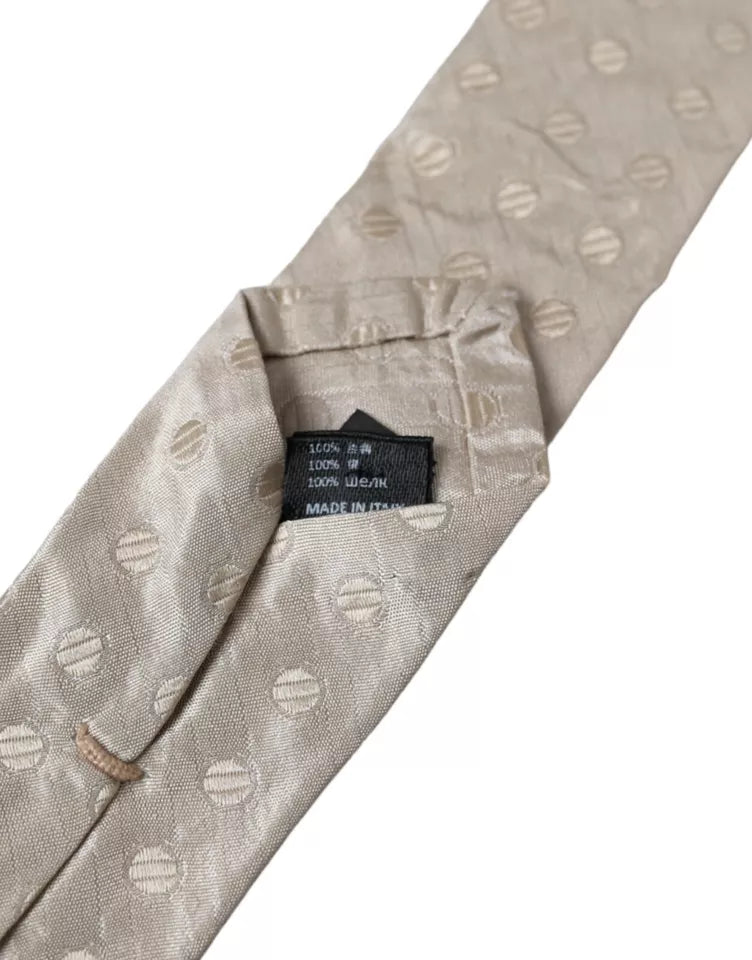 Dolce & Gabbana beige pilkullinen silkki klassinen säädettävä miesten solmio