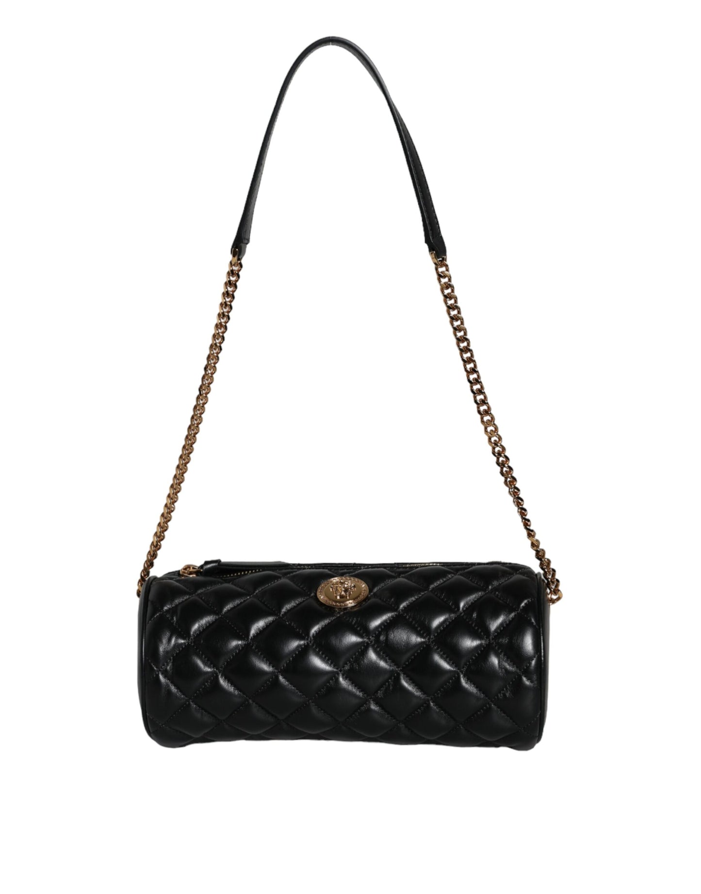 Versace Musta Mini tikattu lampaannahkainen Crossbody Sling Laukku