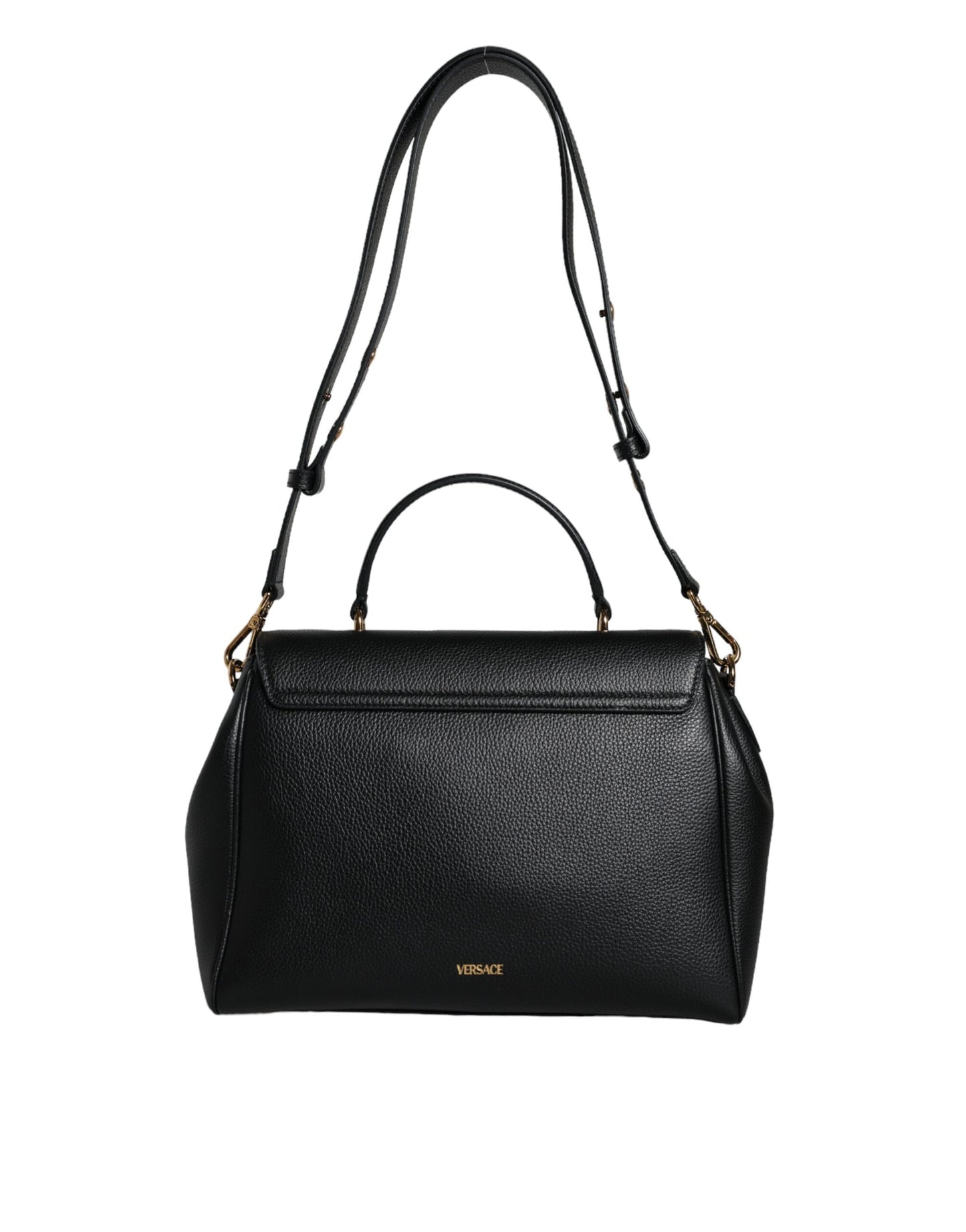 Versace Black Top Handle Rakeinen vasikannahkainen Crossbody laukku