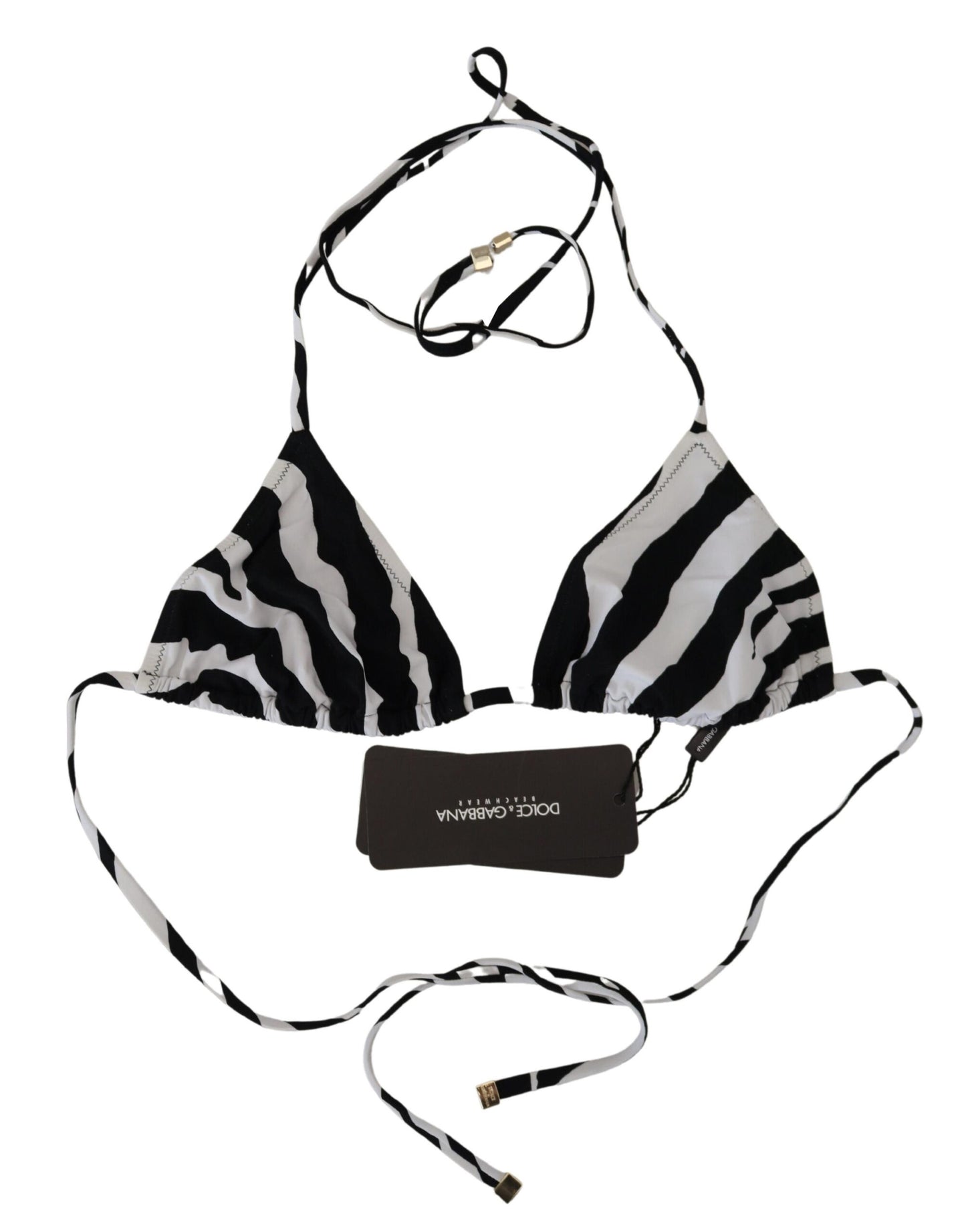 Dolce & Gabbana Mustavalkoinen Zebra Riimu uimahousut Bikini Top