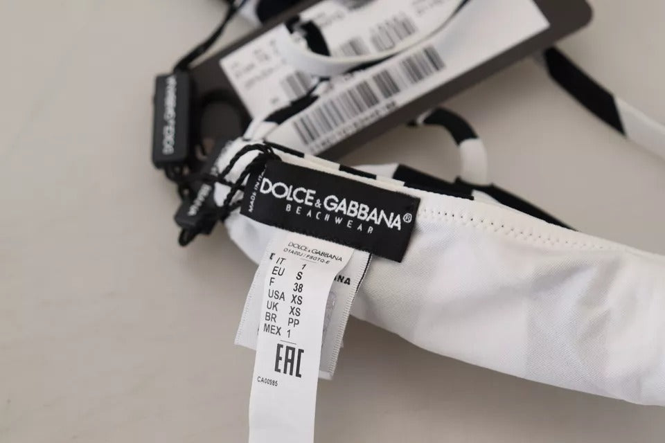 Dolce & Gabbana Mustavalkoinen Zebra Riimu uimahousut Bikini Top