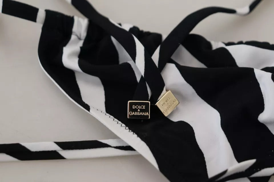 Dolce & Gabbana Mustavalkoinen Zebra Riimu uimahousut Bikini Top