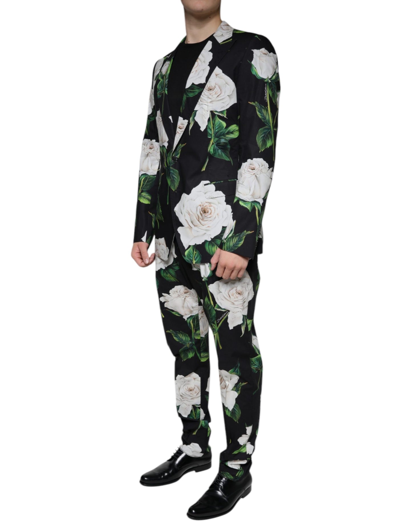 Dolce & Gabbana Black Rose Cotton miesten muodollinen 2-osainen puku
