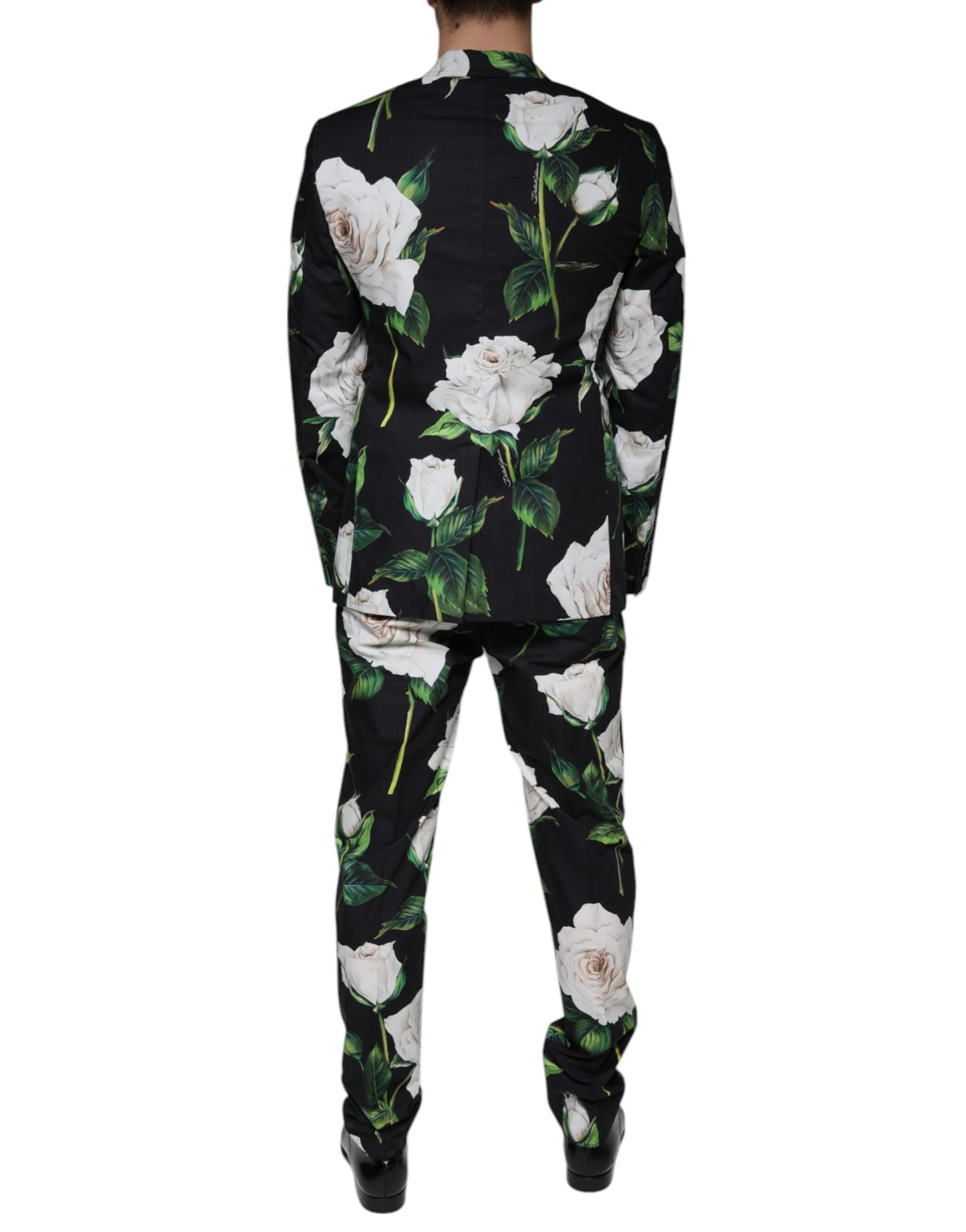 Dolce & Gabbana Black Rose Cotton miesten muodollinen 2-osainen puku
