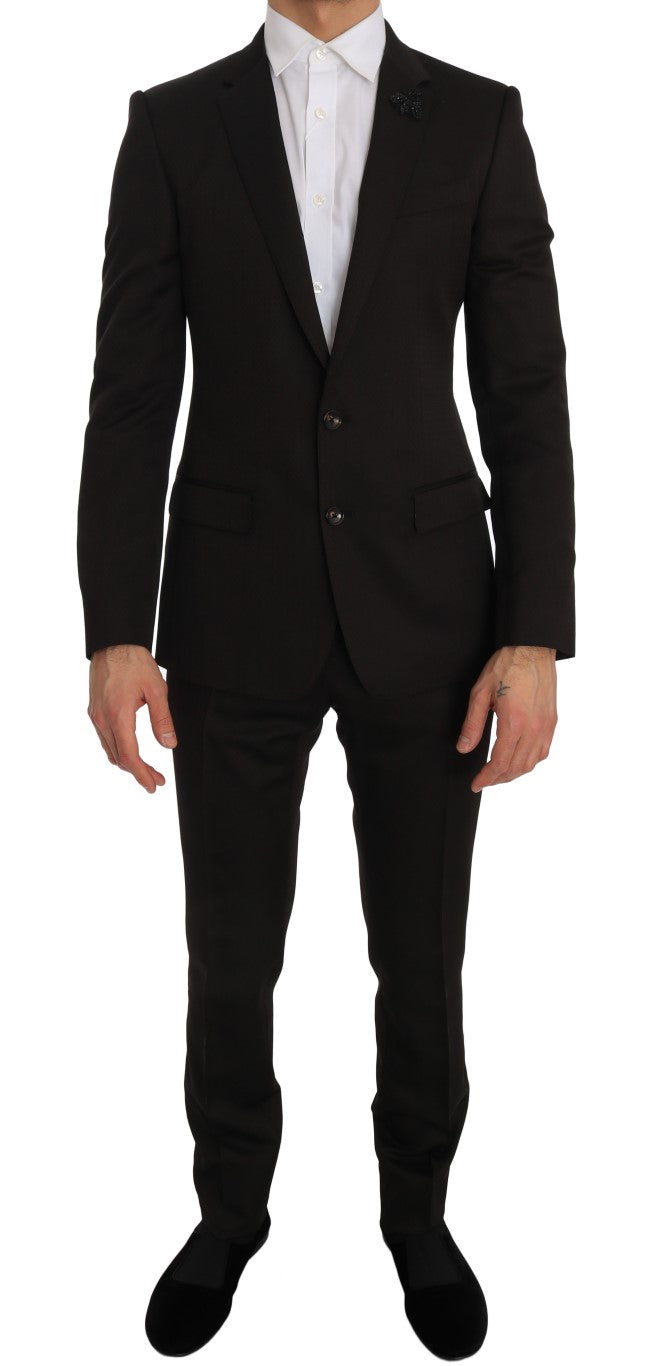 Dolce & Gabbana Elegant Brown Jacquard Martini -puku