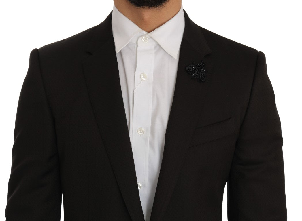 Dolce & Gabbana Elegant Brown Jacquard Martini -puku