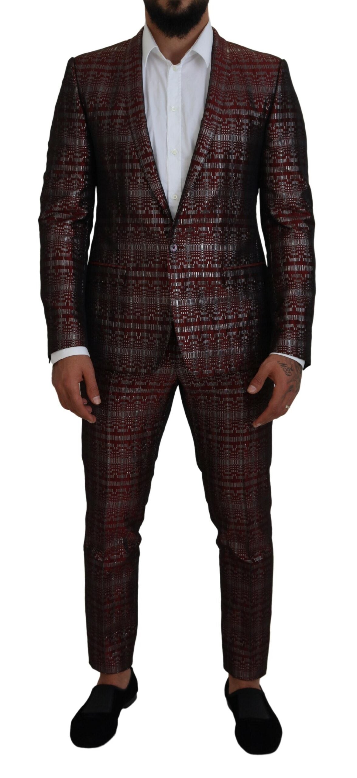Dolce & Gabbana Bordeaux Fantasy Slim Fit kaksiosainen puku