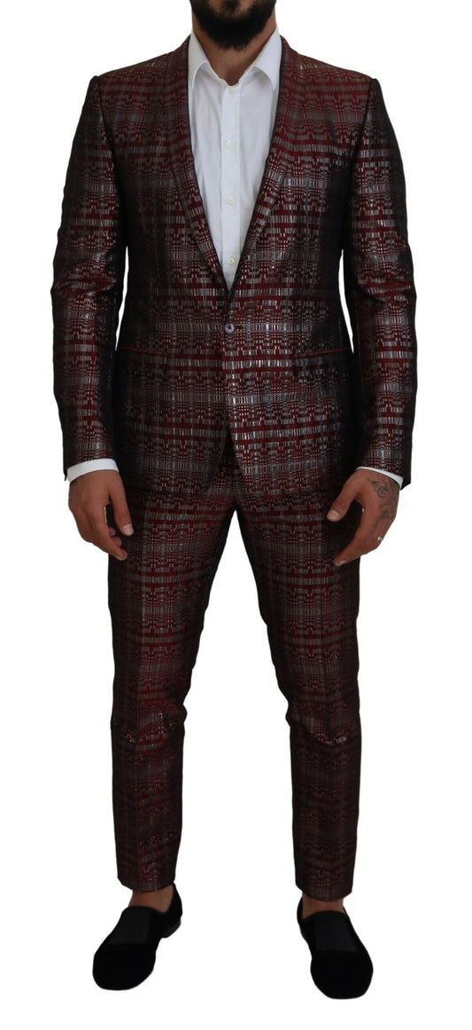 Dolce & Gabbana Bordeaux Fantasy Slim Fit kaksiosainen puku