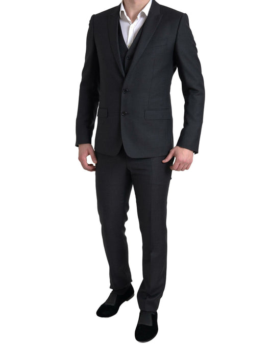 Dolce & Gabbana Elegant Black Martini Slim Fit 3-osainen puku