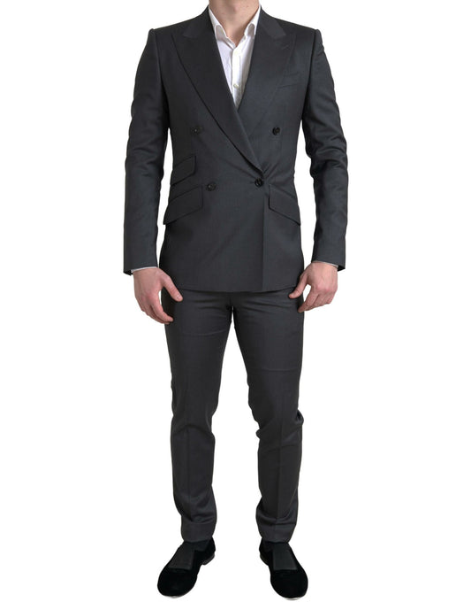Dolce & Gabbana Tyylikäs harmaa Slim Fit kaksirivinen puku