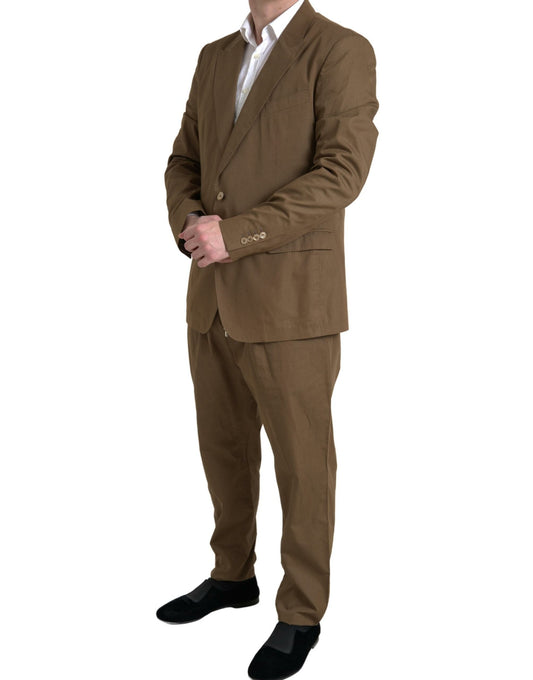 Dolce & Gabbana Elegant Brown Silk Blend Taormina -puku