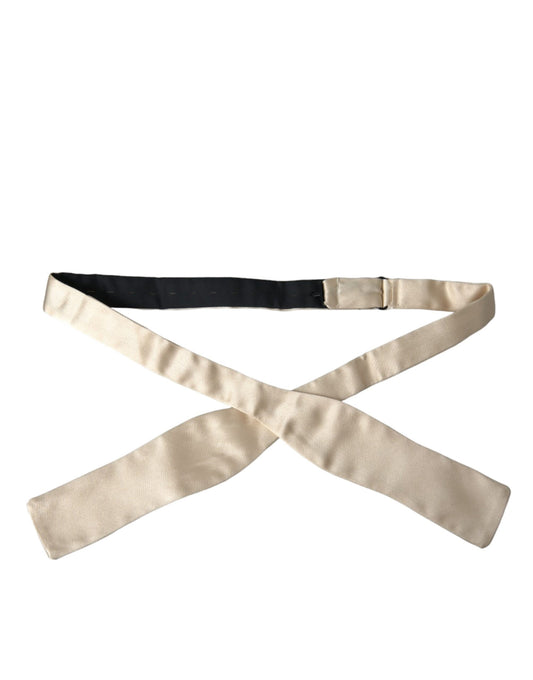 Dolce & Gabbana Beige Silk Slim Skinny Necktie Miesten Rusetti