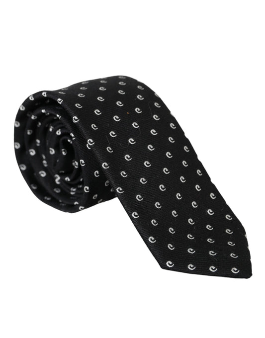 Dolce & Gabbana Black Logo Cotton Blend säädettävä solmio