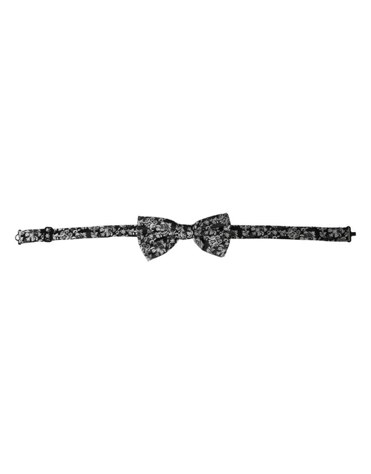 Dolce & Gabbana musta kukka silkki säädettävä kaula miesten rusetti