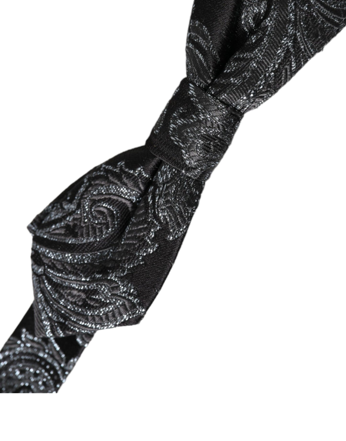 Dolce & Gabbana Black Silk Jacquard säädettävä kaula miesten rusetti