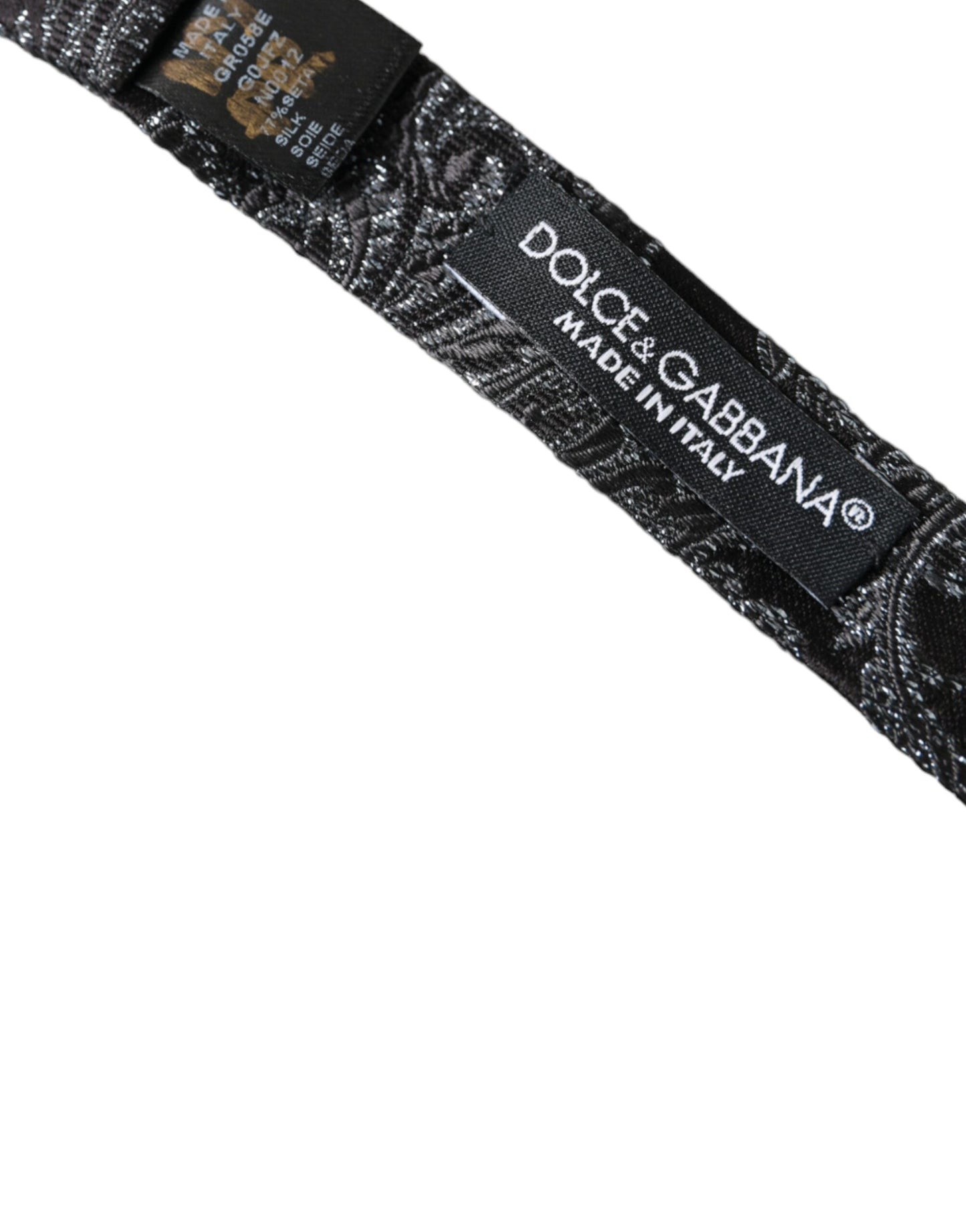 Dolce & Gabbana Black Silk Jacquard säädettävä kaula miesten rusetti