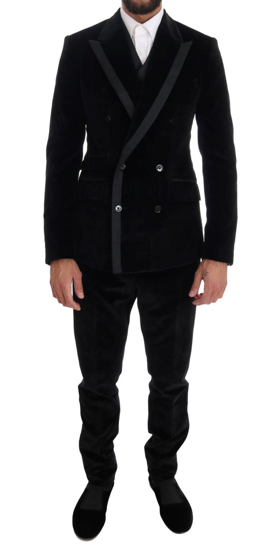 Dolce & Gabbana tyylikäs musta Slim Fit kolmiosainen puku