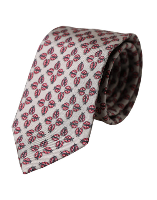 Dolce & Gabbana Beige Lady Bug Print silkkisäädettävä miesten solmio