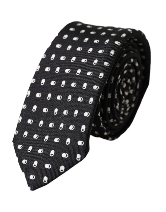 Dolce & Gabbana mustakuvioinen 100 % silkki säädettävä solmio