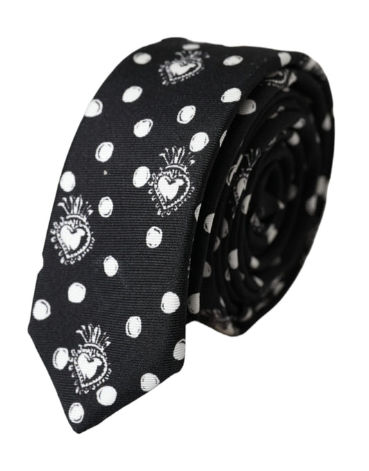 Dolce & Gabbana Black Heart Polka Dot säädettävä solmio