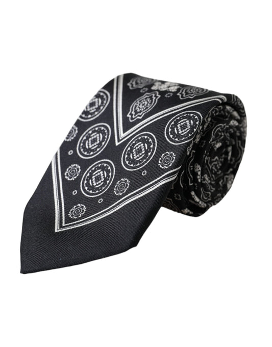 Dolce & Gabbana mustakuvioinen 100 % silkki säädettävä solmio