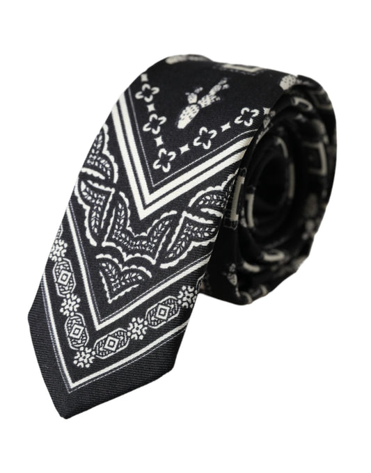 Dolce & Gabbana mustakuvioinen 100 % silkki säädettävä solmio