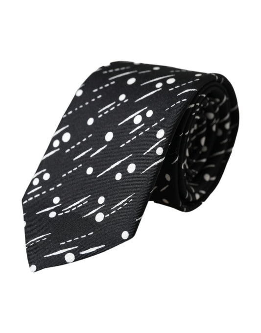 Dolce & Gabbana mustapisteinen 100 % silkki säädettävä solmio