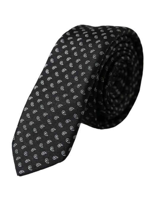 Dolce & Gabbana musta jacquardkuvioinen silkki säädettävä miesten solmio