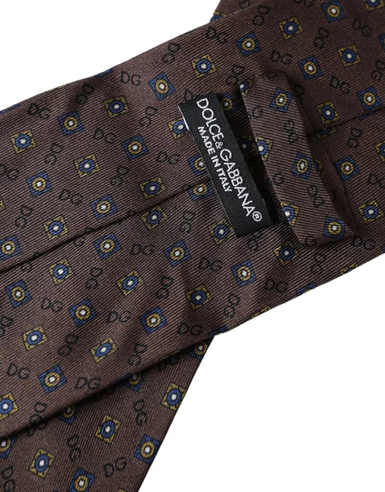 Dolce & Gabbana ruskea silkkimerkki logolla säädettävä miesten solmio