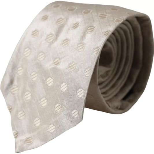 Dolce & Gabbana beige pilkullinen silkki klassinen säädettävä miesten solmio