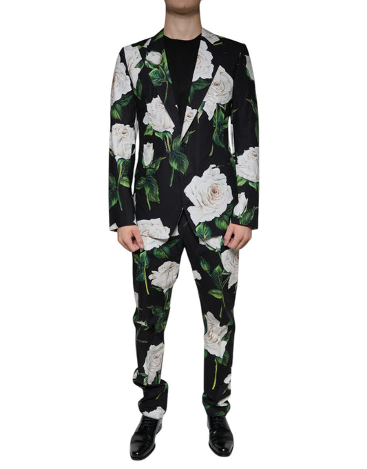 Dolce & Gabbana Black Rose Cotton miesten muodollinen 2-osainen puku