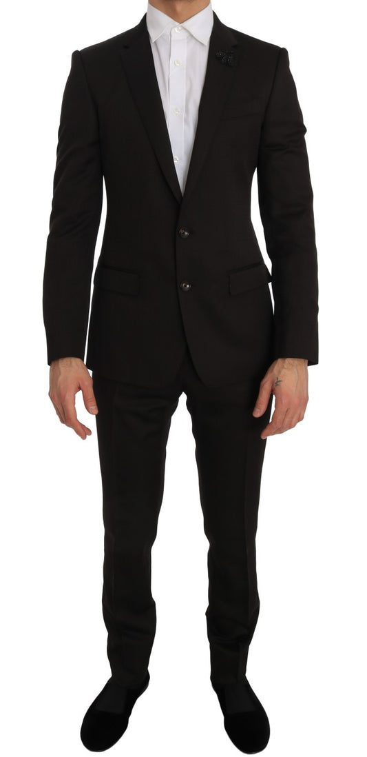 Dolce & Gabbana Elegant Brown Jacquard Martini -puku