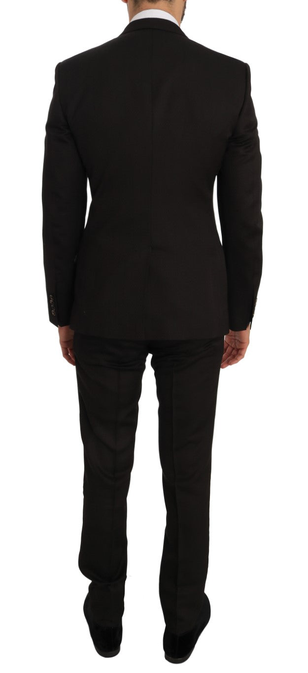 Dolce & Gabbana Elegant Brown Jacquard Martini -puku